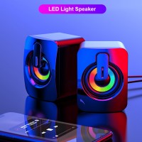 PC Computer Speakers Sound Box For PC HIFI Stereo Microphone USB Wired with LED Light For Desktop Computer