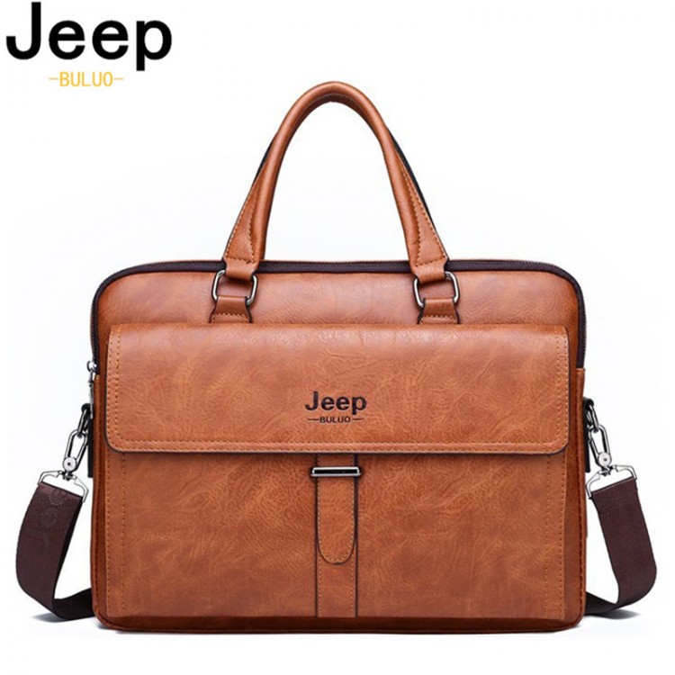 JEEP BULUO Men PU Leather Shoulder Fashion Business Bags Handbags Black Bag Men For Laptop Briefcases Bag