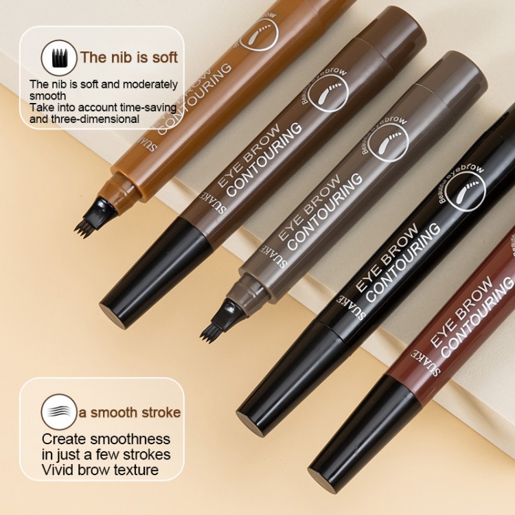 4-Fork Waterproof Eyebrow Pencil 5 Colors Long Lasting Liquid Brown Eye Brow Pen Tattoo Pencil Eye Cosmetic Beauty Makeup