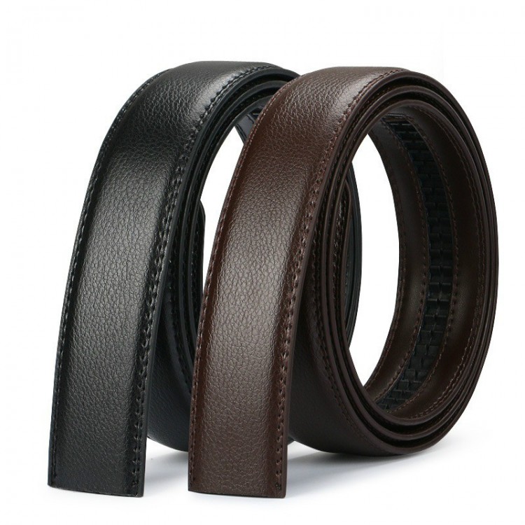 Luxury Men No Buckle Belt PU Leather for Automatic Buckle Waist Strap Long Black Brown Male High Quality Jeans Waistband 3.5CM