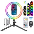 26CM RGB Fill Photography Lighting Phone Ringlight Tripod Stand Photo Led Selfie Remote Control Ring Light  Lamp Youtube Live