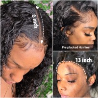 13x4/13x6 Deep Wave Lace Front Human Hair Curly Wigs Lace Frontal Closure Remy Brazilian Human Hair Wigs for Women 180 Density