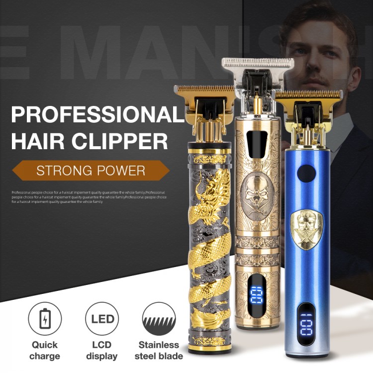 Barber Hair Trimmer for Men 0mm Vintage T9 Hair Cutting Machine Professional Lighter Clippers Rechargeable Electric Beard Shaver
