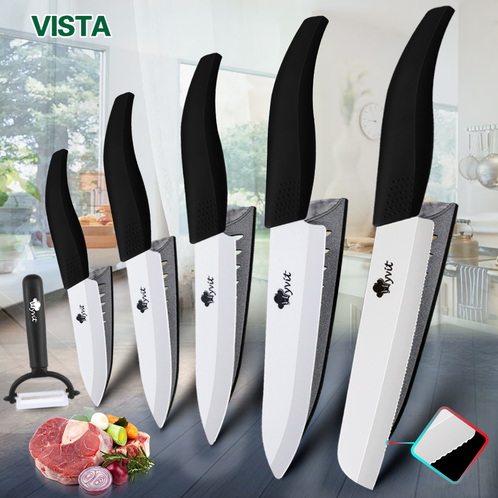 Ceramic Knives Kitchen knives 3 4 5 6 inch Chef knife Cook Set+peeler white zirconia blade Multi-color Handle High Quality