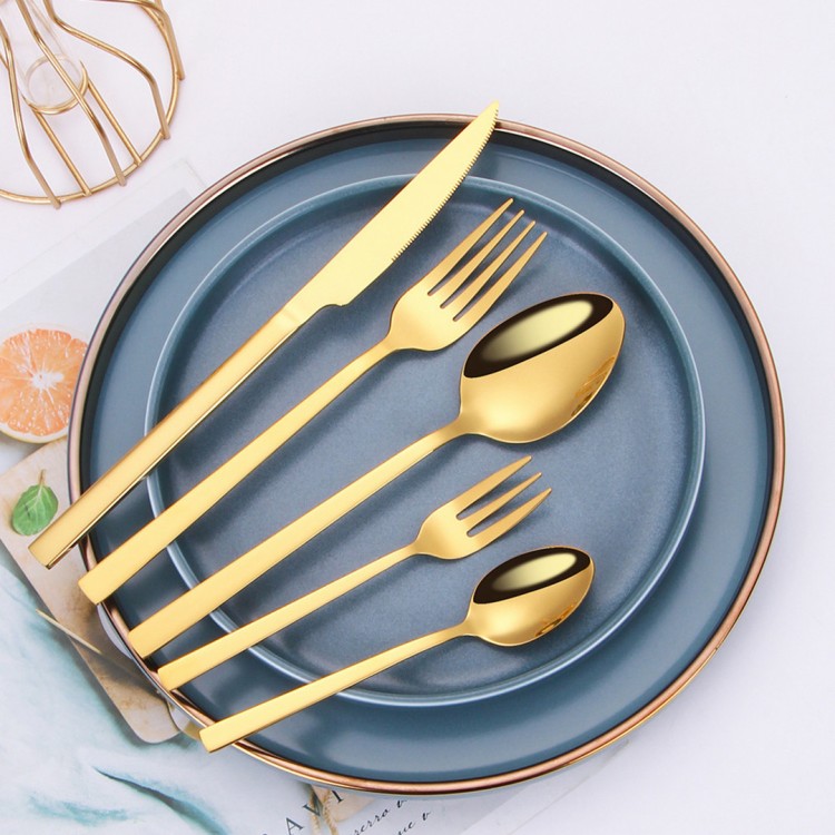 Gold Cutlery Set Stainless Steel Tableware Dinner Fork Knife Spoon Dishwasher Safe Kitchen Set Cutlery Dinnerware Dropshipping