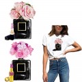 Beautiful Perfume Bottle Patch Iron On Patches For Clothes DIY Women T-shirt Flower Applique Sticker On Clothes Heat Transfer