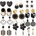 New Fashion Unique Black Drop Earrings Heart Crystal Star Love Geometric Earrings for Women Jewelry Flower Simple Brincos