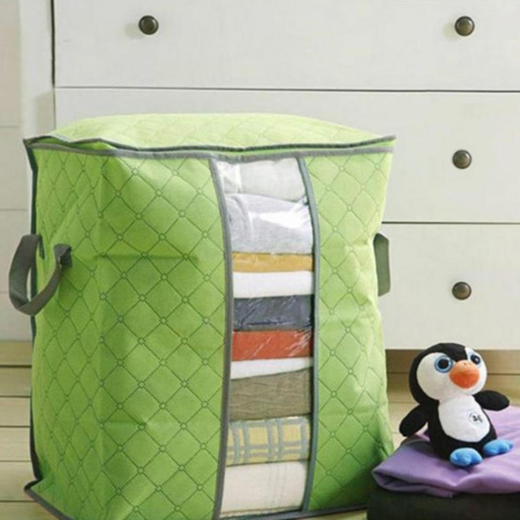 48x44x28.5cm Bamboo Charcoal Clothes Bedding Duvet Zipped Pillows Non Woven Storage Bag Organizer for Pillow Quilt Blanket