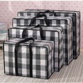 PP Woven Material Bag Camping Moving Package Bag Quilt Clothes Storage Bag Students Dormistory Storage Package Grid Simple Style