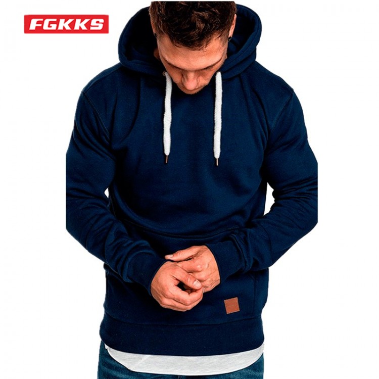 FGKKS 2021 Solid Color  Hoodies Sweatshirt Long Sleeve Spring Autumn Boy Casual Top Blouse Fashion Sweatshirts Hoodies Men