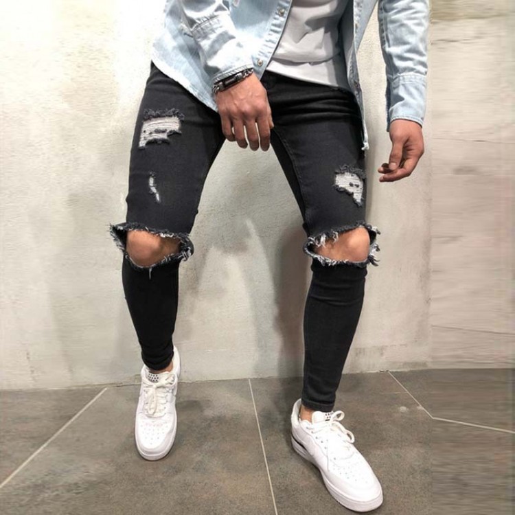 Fashion Jeans For Men Skinny Ripped Denim Trousers Biker High Quality Male Slim Casual Men&#39;s Pants  Jogging jean homme
