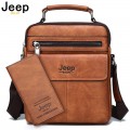 JEEP BULUO Brand Men&#39;s Crossbody Shoulder Bags High quality Tote Fashion Business Man Messenger Bag Big Size Split Leather Bags