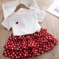 kids clothes girls Girls&#39; suit 2022  new love short sleeve + polka dot cake dress two-piece fashion clothes girls clothes
