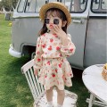 Girls Casual Clothes Sets Autumn Spring Kids Cartoon Strawberry Sweater Skirt 2 Piece 3-7 Years Children Cute Costumes