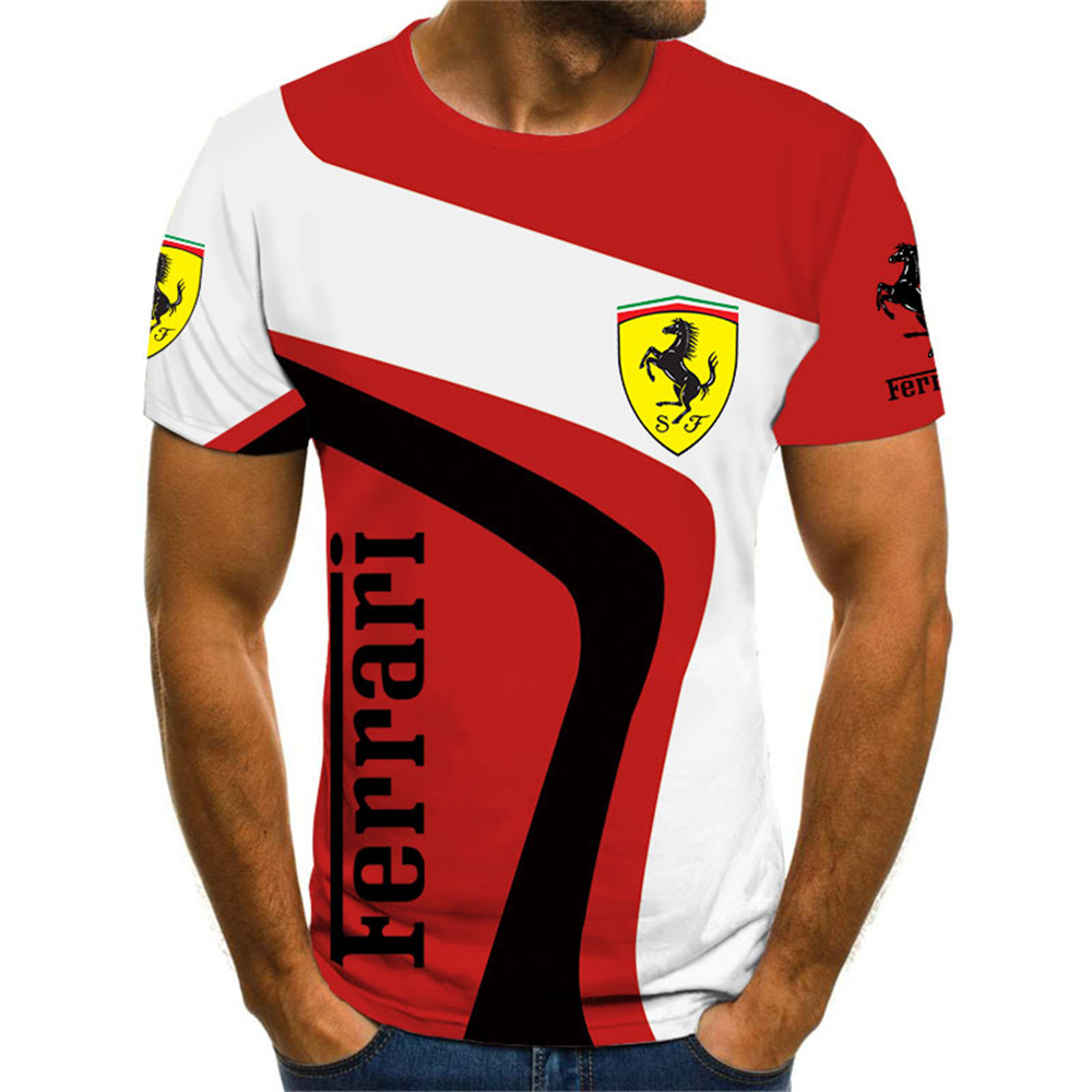 Summer 2021 New Ferrari T-shirt Short Sleeve Men&#39;s and women&#39;s T-shirts 3D printed car Casual Fashion Sports Cool Tops