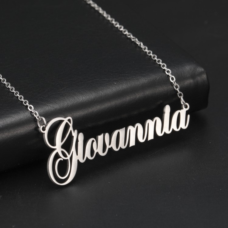 Sipuris Custom Name Necklace Personalized Steel Color Stainless Steel Necklaces For Women Man Customized Jewelry Girlfriend Gift