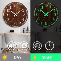 12 Inch Luminous Wall Clock Wood Silent light in dark night Nordic Fashion Wall Clock Non Ticking Clock With Night Light