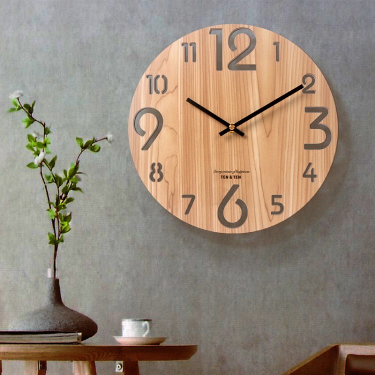 Wooden 3D Wall Clock Modern Design Nordic Brief Living Room Decoration Kitchen Clock Art Hollow Wall Watch Home Decor 12 inch