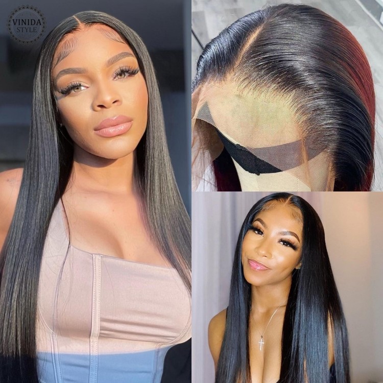 VINIDA STYLE 180 Density Straight 13x4 HD Lace Front Human Hair Wigs PrePlucked Brazilian &#39;&#39;8-28&#39;&#39; Remy Hair Lace Wigs For Women