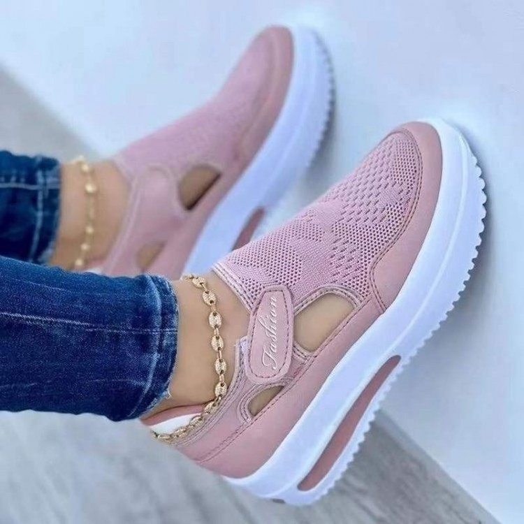 Platform Sneakers Women 2022 Summer New Breathable Mesh Velcro Wedge Casual Sport Shoes Size 43 Non slip Woman Vulcanize Shoes