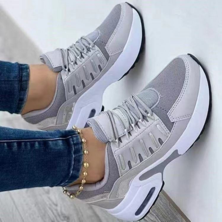 Sneakers for Women Summer Breathable Light Lace Up Sport Mesh Shoes Outdoor Non Slip Leisure Low Wedges Mixed Color Round Toe