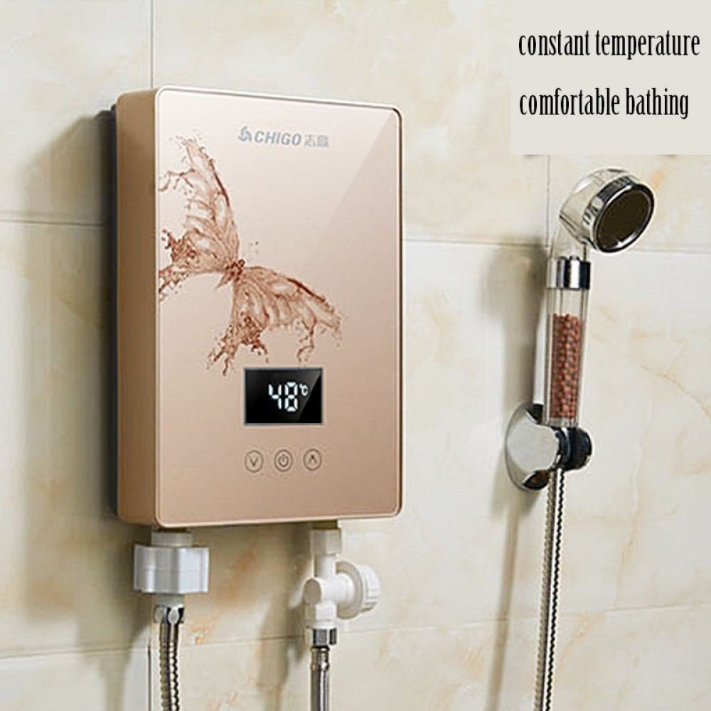 Microcomputer Type Electric Water Heater for Home Bath Shower 6010W Fast Heating Machine Wall Mounted Mini Size Saving Space
