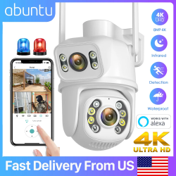 8MP Security Camera Outdoor, Dual Lens Outside Cameras for Home Security with Cord, IP66 Waterproof, AI Tracking, Light Alarm