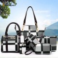 New Fashion Luxury Women Bag 6 PCS Set Large Women Plaid Colors Female Shoulder Travel Shopping Ladies Crossbody Bag