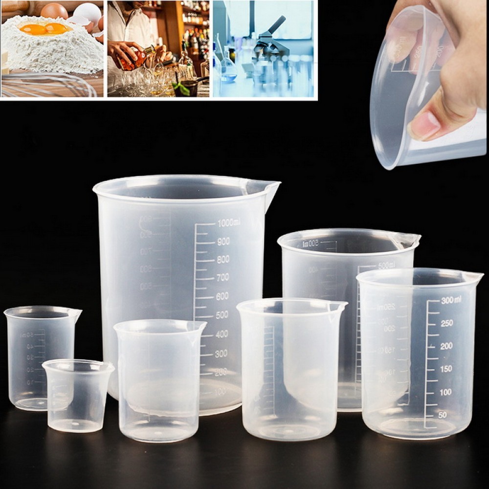 50/100/150/250/500/1000ml Premium Clear Plastic Graduated Measuring Cup Pour Spout Without Handle Kitchen Tool