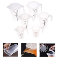 1PC 100/250/500ML Plastic Measuring Cups Jug  Liquid Container Clear Baking Kitchen Flour Water With Cover Kitchne Accessories