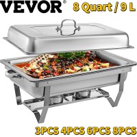 VEVOR Chafing Dishes Buffet Stove Food Warmer 9L / 8 Quart Stainless Steel Foldable for Self-Service Restaurant Catering Parties