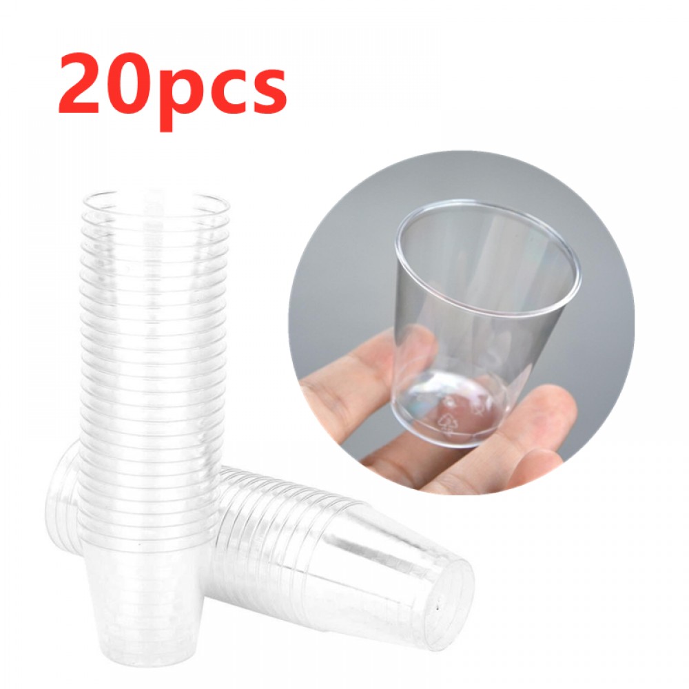20pcs 30ml Eco-friendly Plastic Shot Glass Disposable Cups Tumblers For Weddings Birthday Party Tableware Kitchen Accessories