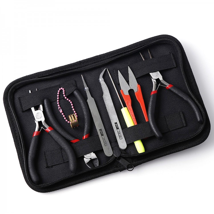 8pcs/set Jewelry Making Tool Kits Pliers Set With Round Nose Plier Side Cutting Pliers Wire Cutter Scissor Beading Tweezers