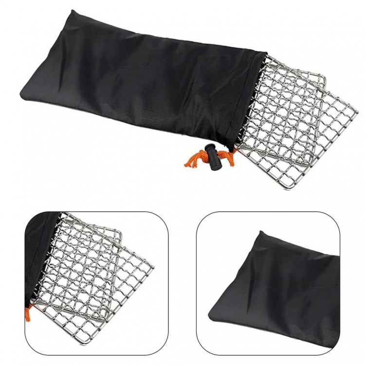 Portable BBQ Barbecue Grill Mat Tools Stainless Steel Replacement Mesh Wire Non-stick Net DIY Grid Mesh Mat BBQ Mat