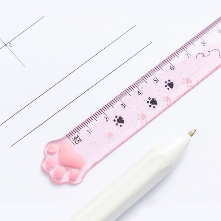1 Pcs Lytwtw&#39;s Cute Kitty Cat Paw Straight Ruler Kawaii Stationery Funny Drawing Gift Korean Office School Measuring Drawing