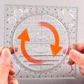 Multifunction Rotatable Drawing Template Art Design Construction Architect Stereo Geometry Circle Drafting Measuring Scale Ruler