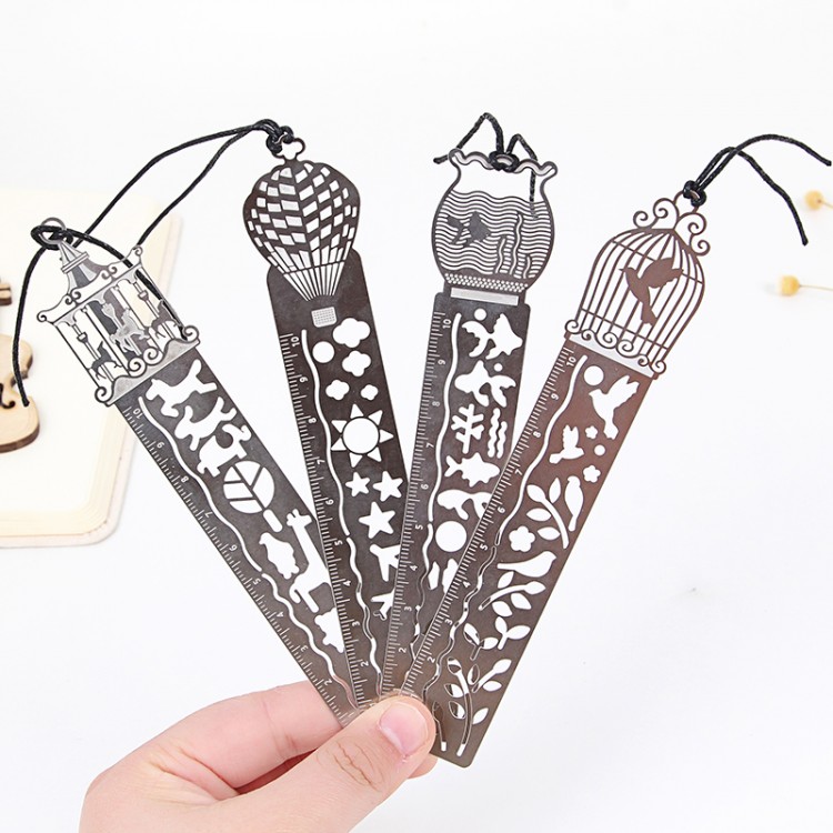 1 Pcs Korean Cute Creative Metal Straight Ruler Bookmark Hollow Rulers Stationery Office Accessory School Suppy Stationery