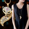 Collier Femme Gold Fox Long Necklaces &amp; Pendants for Women 2022 Winter Jewelry Fashion Crystal Necklace Collares Christmas Gift