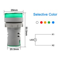 22mm LED Digital Display Gauge Volt Voltage Meter Indicator Signal Lamp Voltmeter Lights Tester Measuring Range AC 20V -500V
