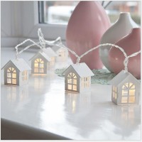 2M 10 LED Fairy Wood House Light String Garland Wedding Party Christmas Decoration Navidad Kerst Noel New Year 2022 Home Lamps