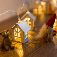 2M 10 LED Fairy Wood House Light String Garland Wedding Party Christmas Decoration Navidad Kerst Noel New Year 2022 Home Lamps