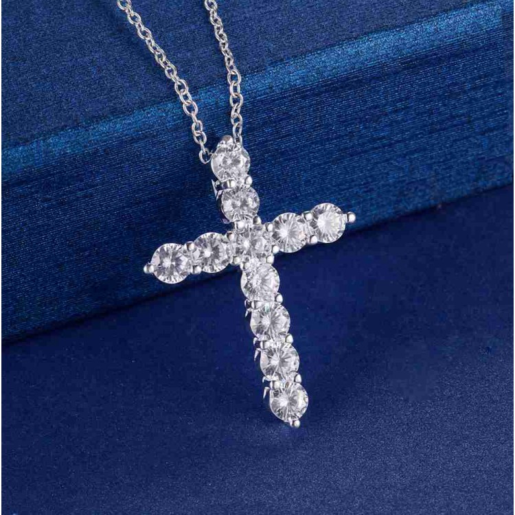silver color necklace jewelry women wedding fashion Cross CZ crystal Zircon stone pendant necklace Christmas gift JSHN296