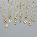 Initial Toggle Clasp Necklaces For Women Stainless Steel Gold Letter A-Z Thick Chain OT Buckle Necklace Christmas Jewelry Gift