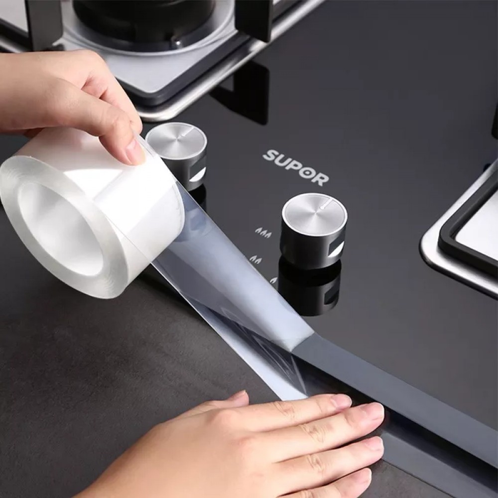 Nano Strong Waterproof Tape Kitchen , Mildew, Oil, Bathroom Mesa Toilet Gap Self-adhesive Transparent Single Face Sealing Strip