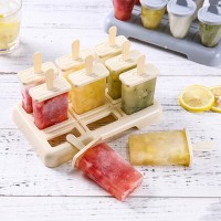 Newest Arrival Ice Cream Mold 9 Ice Popsicle Mold Set, Reusable Ice Cream Mold with Stick ans Lid Creative Kitchen Tool