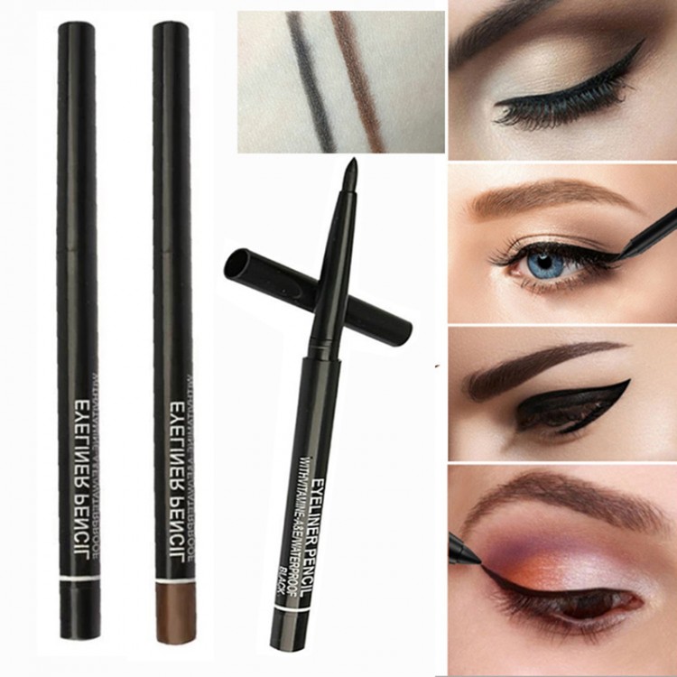 Black Brown Eyeliner Pen Pearl Eye Shadow Pen Waterproof And Sweat Is Not Blooming Make Up Comestics Long-lasting Eye Pencil