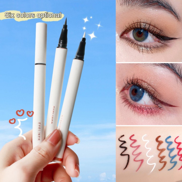 ELECOOL White Eyeliner Liquid Pen Cat Eye Makeup Tool Waterproof Lasting Neon Tint Eye Liner Pencil Korean Comestics Black Brown