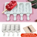 4 Cavity Baking Mini Silicone Ice Cream Molds Popsicle Molds Homemade Cake Chocolate Cakesicle Mold for DIY Ice Pops Oval