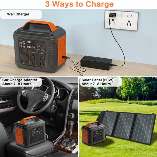 Portable Power Station, 300W 296Wh Solar Generator Quick Charge 