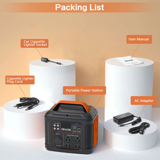 Portable Power Station, 300W 296Wh Solar Generator Quick Charge 